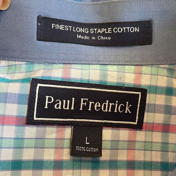 Paul Fredrick multi colored pastel check cotton long sleeve shirt - Picture 8 of 10